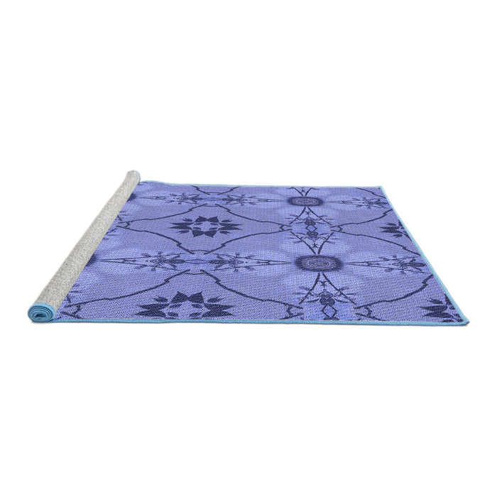 Sideview of Machine Washable Transitional Sky Blue Rug, wshpat3874blu