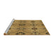 Sideview of Machine Washable Transitional Yellow Rug, wshpat3874brn