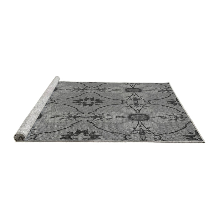 Sideview of Machine Washable Transitional Carbon Gray Rug, wshpat3874gry