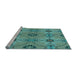 Sideview of Machine Washable Transitional Turquoise Green Rug, wshpat3874lblu