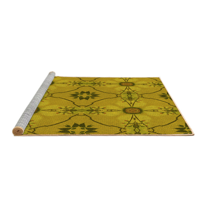 Sideview of Machine Washable Transitional Dark Bisque Brown Rug, wshpat3874yw