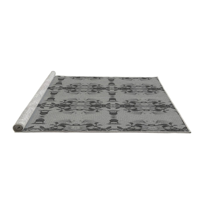Sideview of Machine Washable Transitional Ash Gray Rug, wshpat3878gry