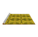 Sideview of Machine Washable Transitional Dark Yellow Green Rug, wshpat3878yw