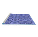 Sideview of Machine Washable Transitional Sky Blue Rug, wshpat3879blu