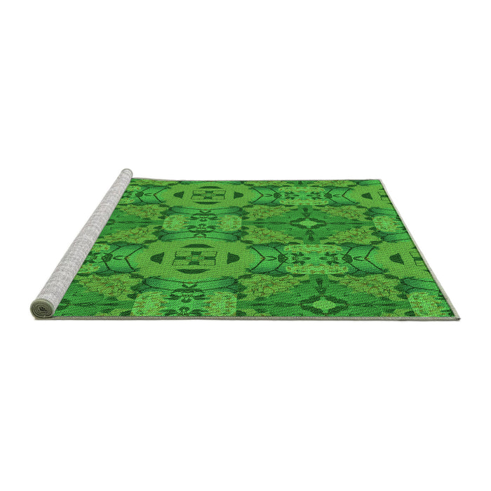 Sideview of Machine Washable Transitional Green Rug, wshpat3879grn