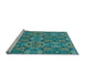 Sideview of Machine Washable Transitional Turquoise Green Rug, wshpat3879lblu