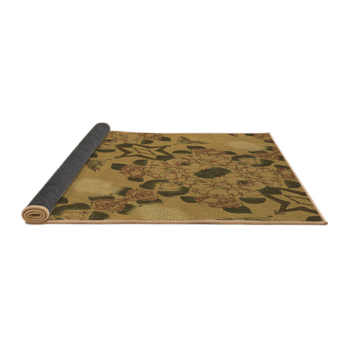 Thickness of Patterned Dark Bronze Brown Rug, pat3880brn