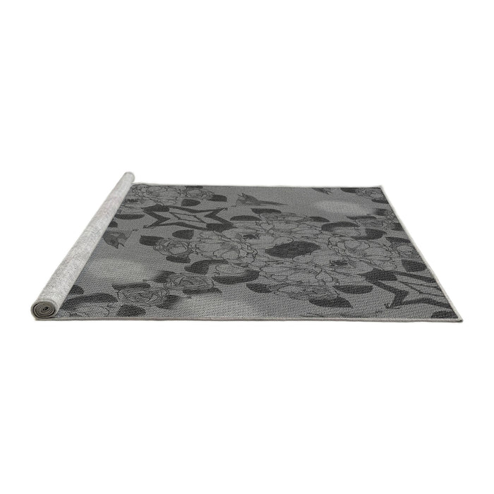 Sideview of Machine Washable Transitional Gunmetal Gray Rug, wshpat3880gry