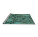 Sideview of Machine Washable Transitional Deep-Sea Green Rug, wshpat3880lblu