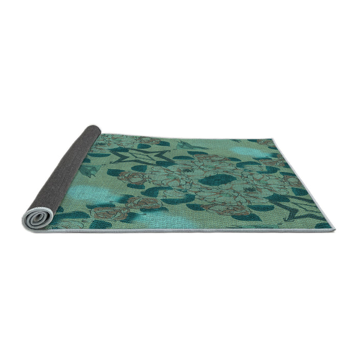 Thickness of Patterned Deep-Sea Green Rug, pat3880lblu