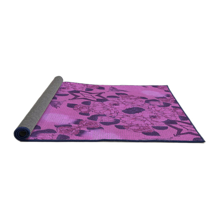 Thickness of Patterned Medium Violet Red Pink Rug, pat3880pur