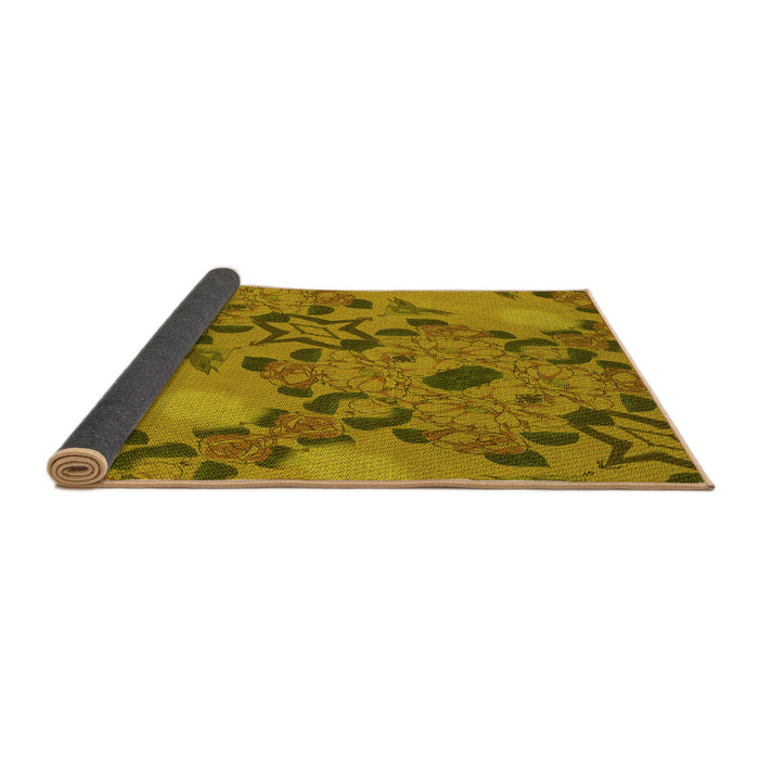 Thickness of Patterned Dark Bronze Brown Rug, pat3880yw