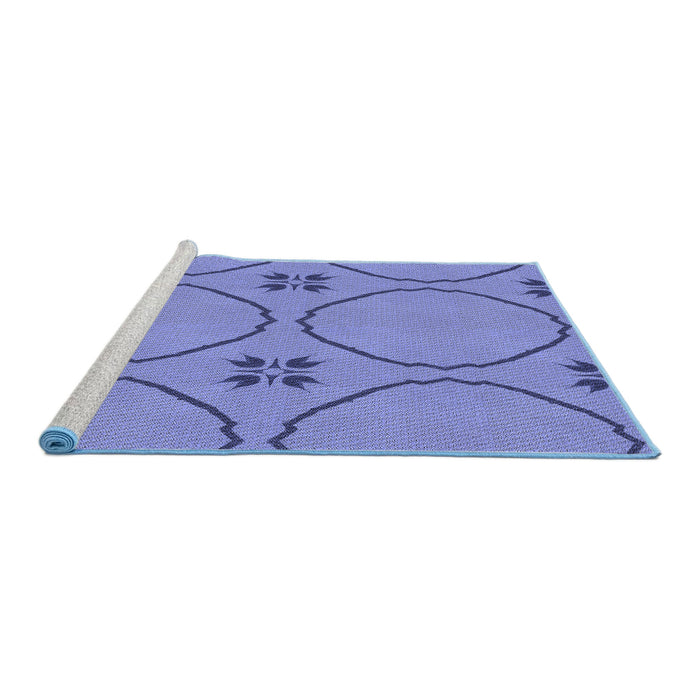 Sideview of Machine Washable Transitional Sky Blue Rug, wshpat3881blu