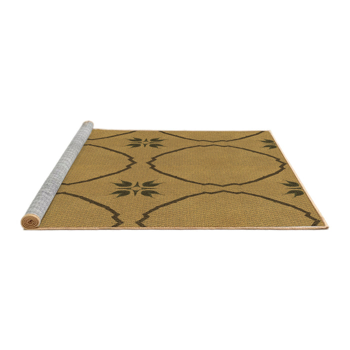 Sideview of Machine Washable Transitional Dark Bisque Brown Rug, wshpat3881brn