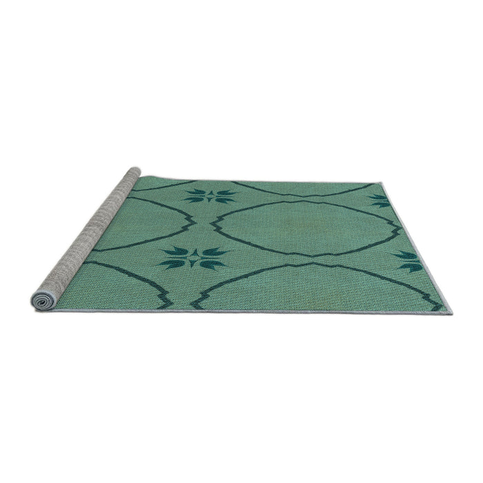 Sideview of Machine Washable Transitional Dark Mint Green Rug, wshpat3881lblu