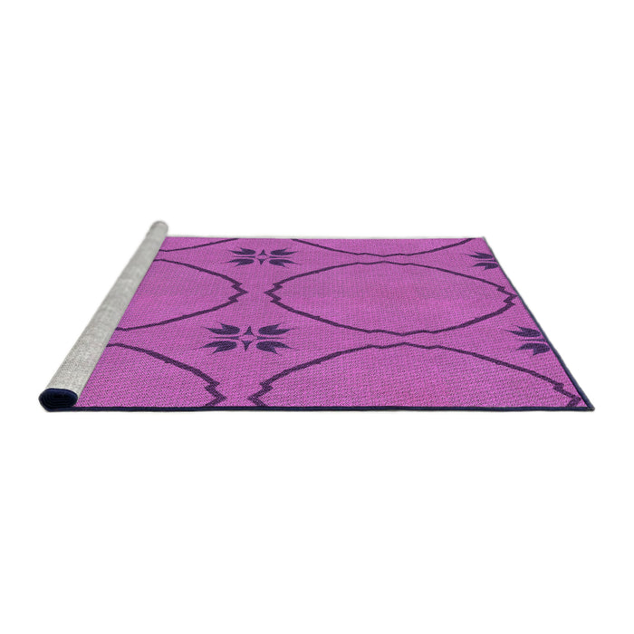 Sideview of Machine Washable Transitional Bright Neon Pink Purple Rug, wshpat3881pur