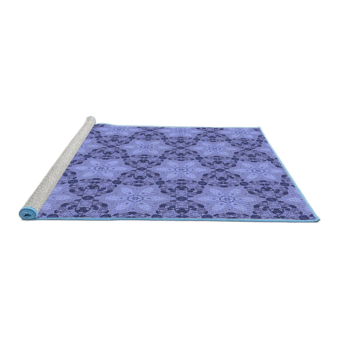 Sideview of Machine Washable Transitional Sky Blue Rug, wshpat3882blu