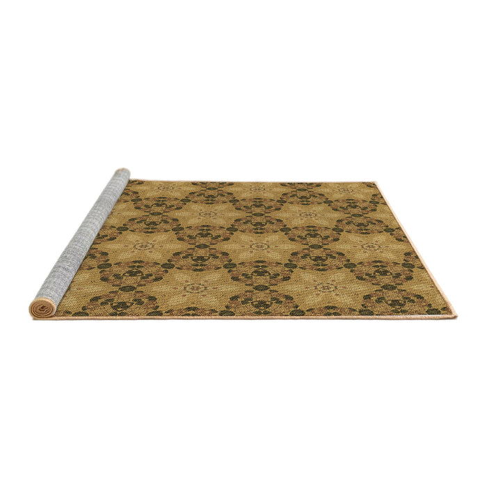 Sideview of Machine Washable Transitional Saddle Brown Rug, wshpat3882brn