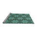 Sideview of Machine Washable Transitional Deep-Sea Green Rug, wshpat3882lblu