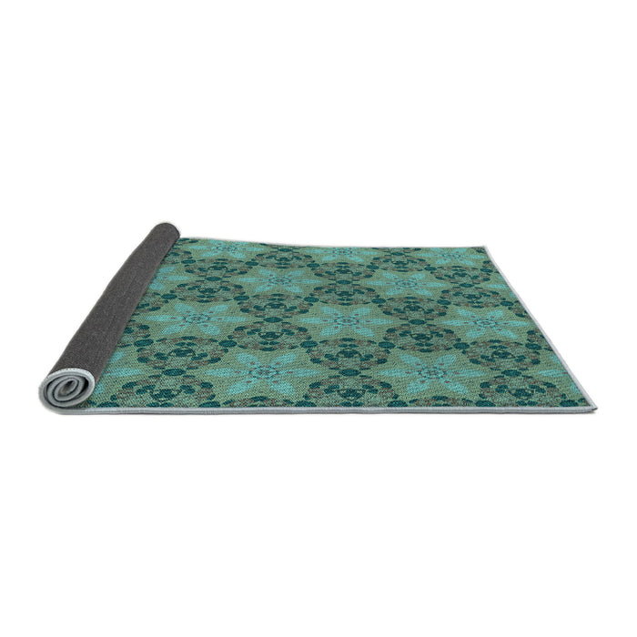 Thickness of Patterned Deep-Sea Green Rug, pat3882lblu