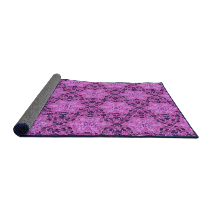 Thickness of Patterned Magenta Pink Rug, pat3882pur