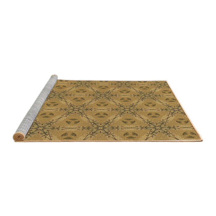 Sideview of Machine Washable Transitional Yellow Rug, wshpat3884brn