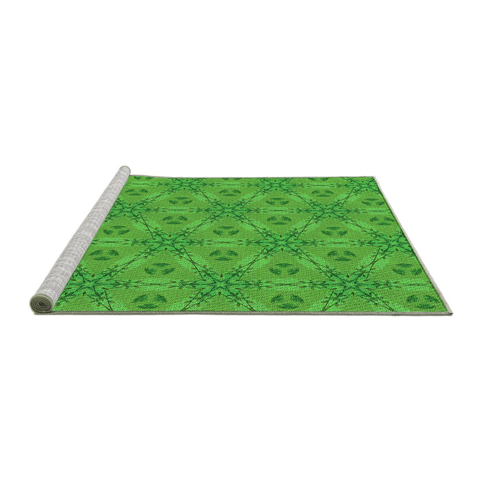 Sideview of Machine Washable Transitional Lime Green Rug, wshpat3884grn