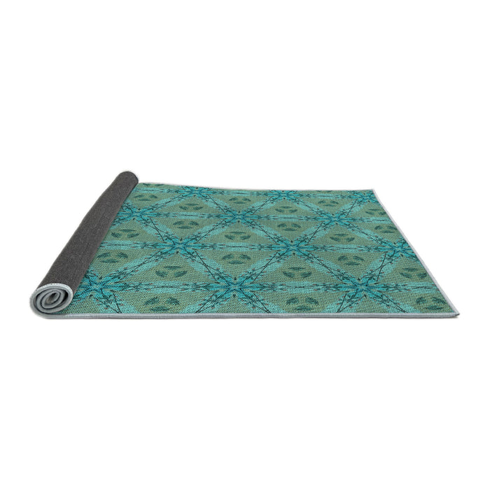 Thickness of Patterned Turquoise Green Rug, pat3884lblu
