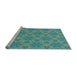 Sideview of Machine Washable Transitional Turquoise Green Rug, wshpat3884lblu