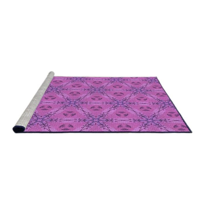 Sideview of Machine Washable Transitional Bright Neon Pink Purple Rug, wshpat3884pur
