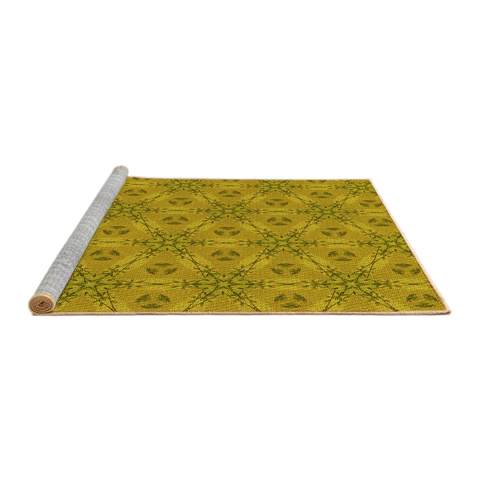 Sideview of Machine Washable Transitional Dark Bisque Brown Rug, wshpat3884yw