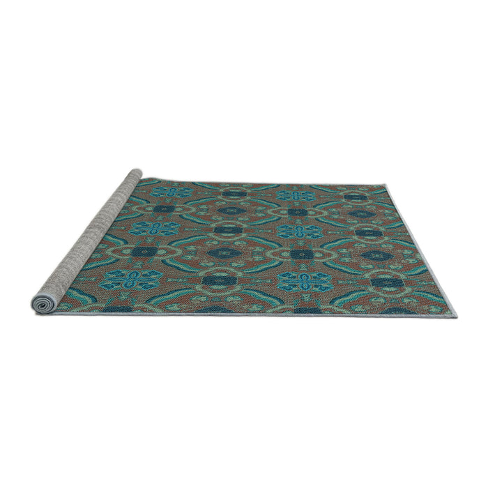 Sideview of Machine Washable Transitional Seafoam Green Rug, wshpat3885lblu