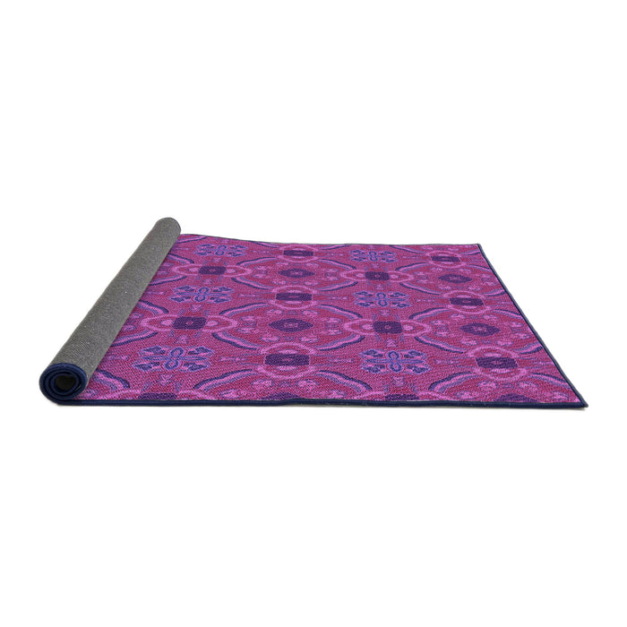 Thickness of Patterned Medium Violet Red Pink Rug, pat3885pur