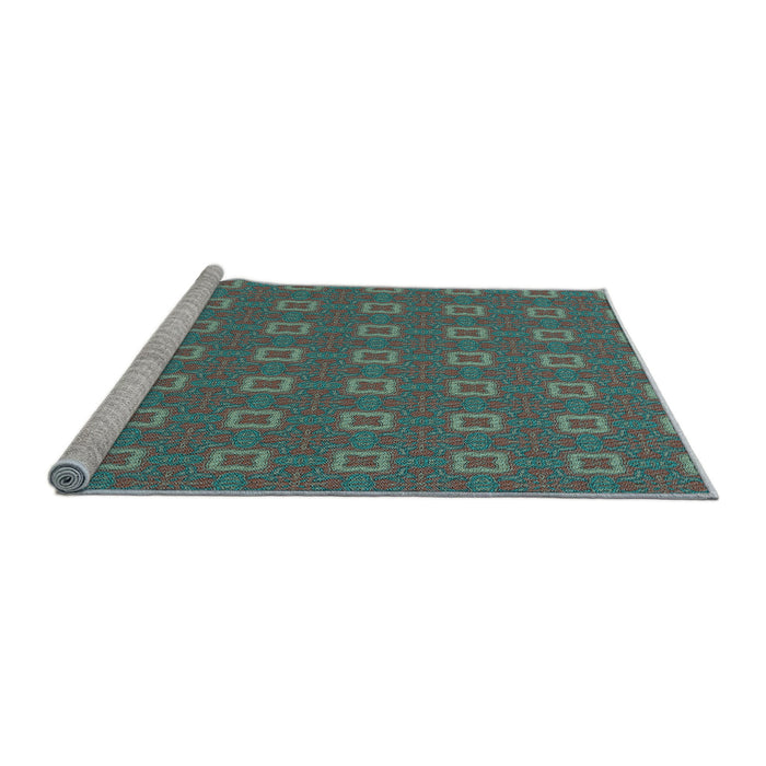 Sideview of Machine Washable Transitional Seafoam Green Rug, wshpat3886lblu