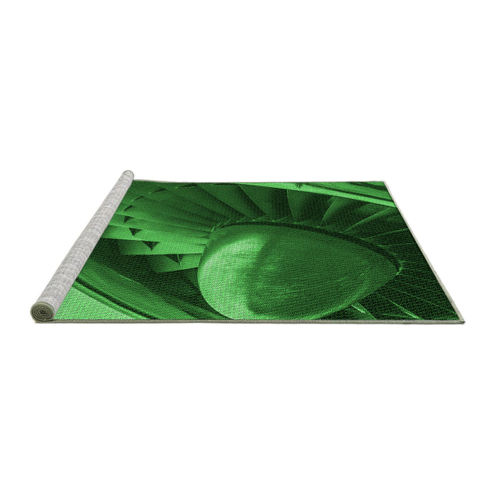 Sideview of Machine Washable Transitional Deep Emerald Green Rug, wshpat389grn