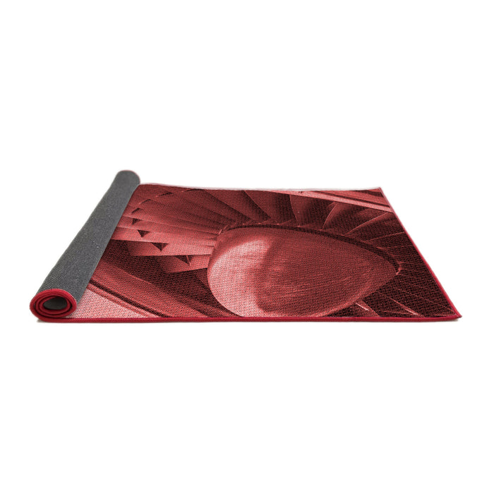 Thickness of Patterned Cranberry Red Rug, pat389rd