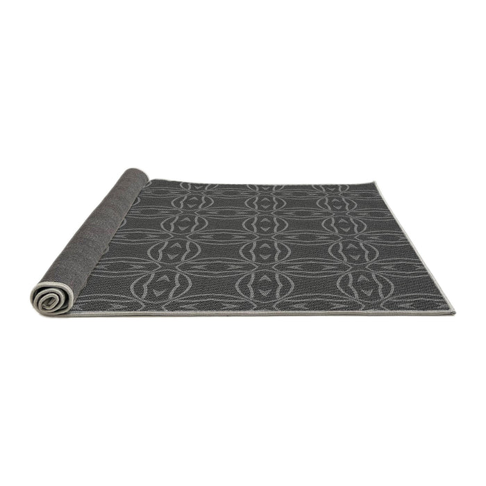 Thickness of Patterned Dark Gray Black Rug, pat3891gry