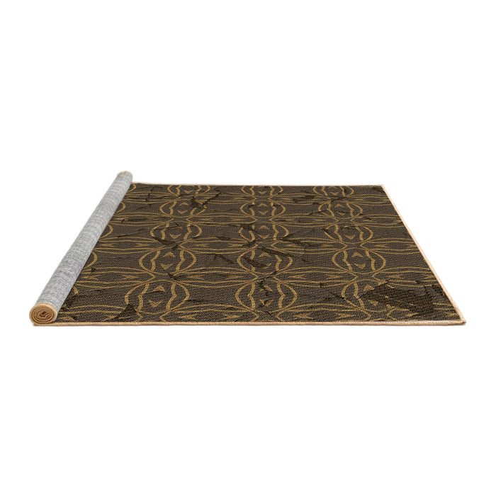 Square Machine Washable Transitional Light Brown Rug, wshpat3893brn