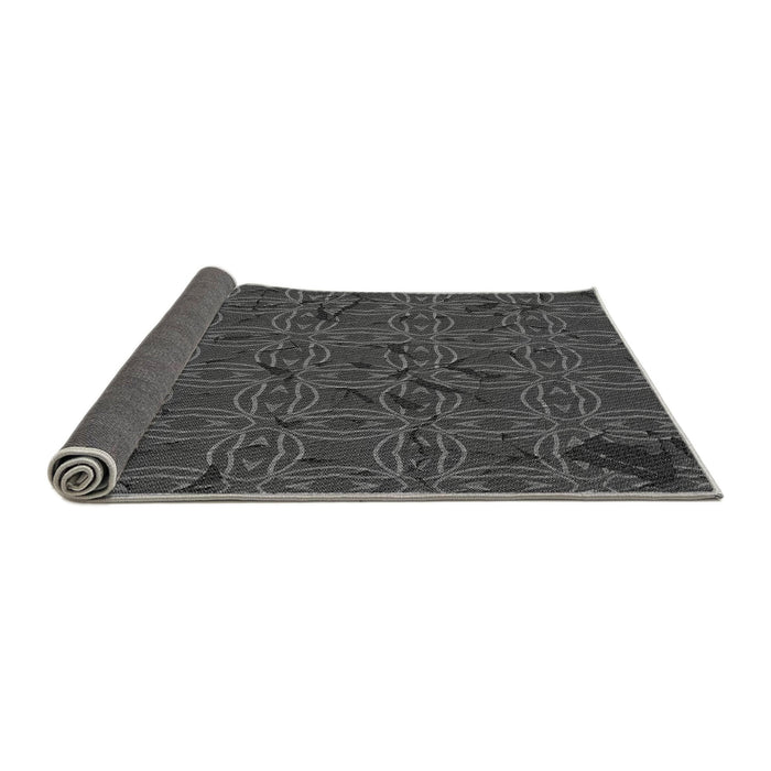 Thickness of Patterned Black Rug, pat3893gry
