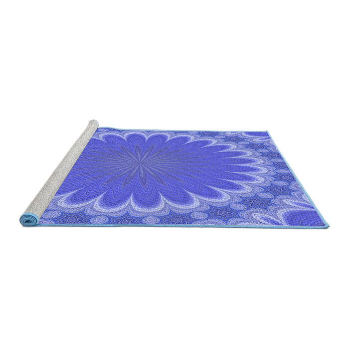 Sideview of Machine Washable Transitional Sky Blue Rug, wshpat3894blu