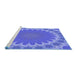 Sideview of Machine Washable Transitional Sky Blue Rug, wshpat3894blu