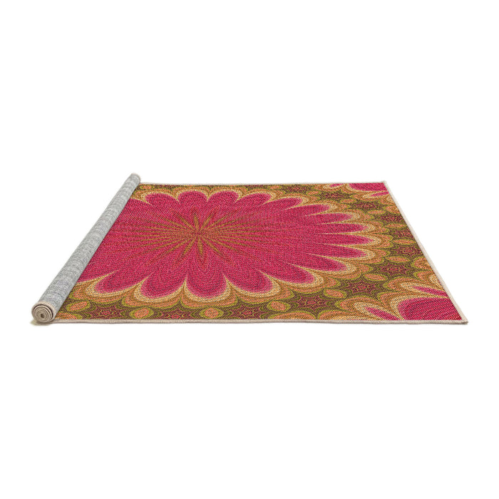 Sideview of Machine Washable Transitional Crimson Red Rug, wshpat3894org