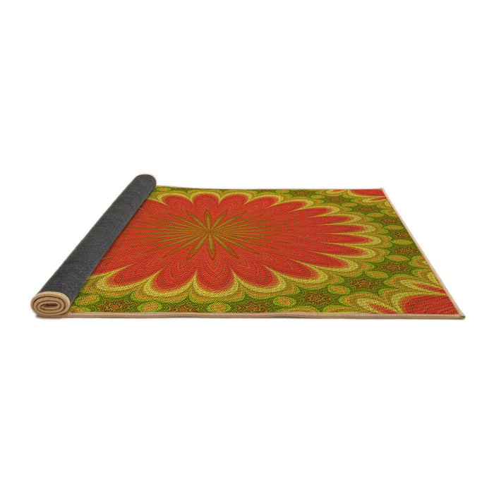Thickness of Patterned Orange Gold Rug, pat3894yw