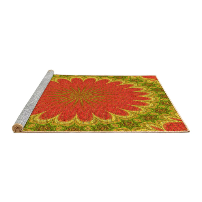 Sideview of Machine Washable Transitional Orange Gold Rug, wshpat3894yw