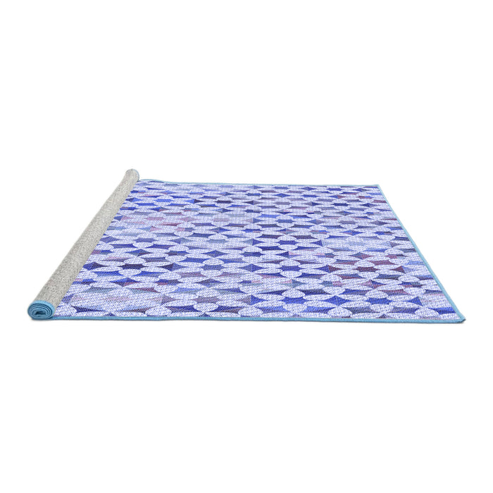 Sideview of Machine Washable Transitional Blue Rug, wshpat3896blu