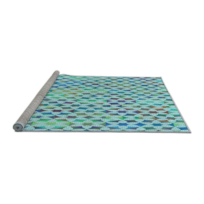 Sideview of Machine Washable Transitional Blue Rug, wshpat3896lblu