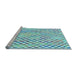 Sideview of Machine Washable Transitional Blue Rug, wshpat3896lblu