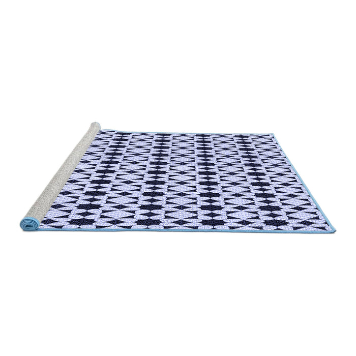 Sideview of Machine Washable Transitional Blue Rug, wshpat3897blu