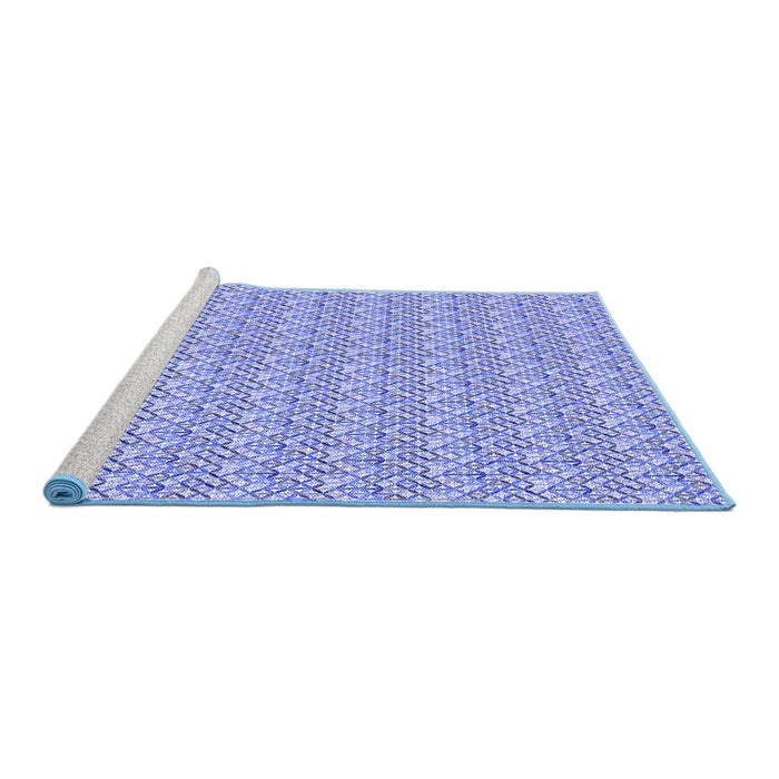 Sideview of Machine Washable Transitional Blue Rug, wshpat3898blu