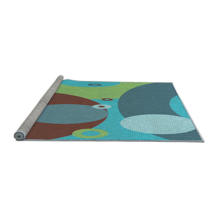 Sideview of Machine Washable Transitional Turquoise Green Rug, wshpat3899lblu